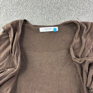 Sparrow Brown Linen Cotton Blend Cardigan Sweater Ruffle Womens M Boho Chic